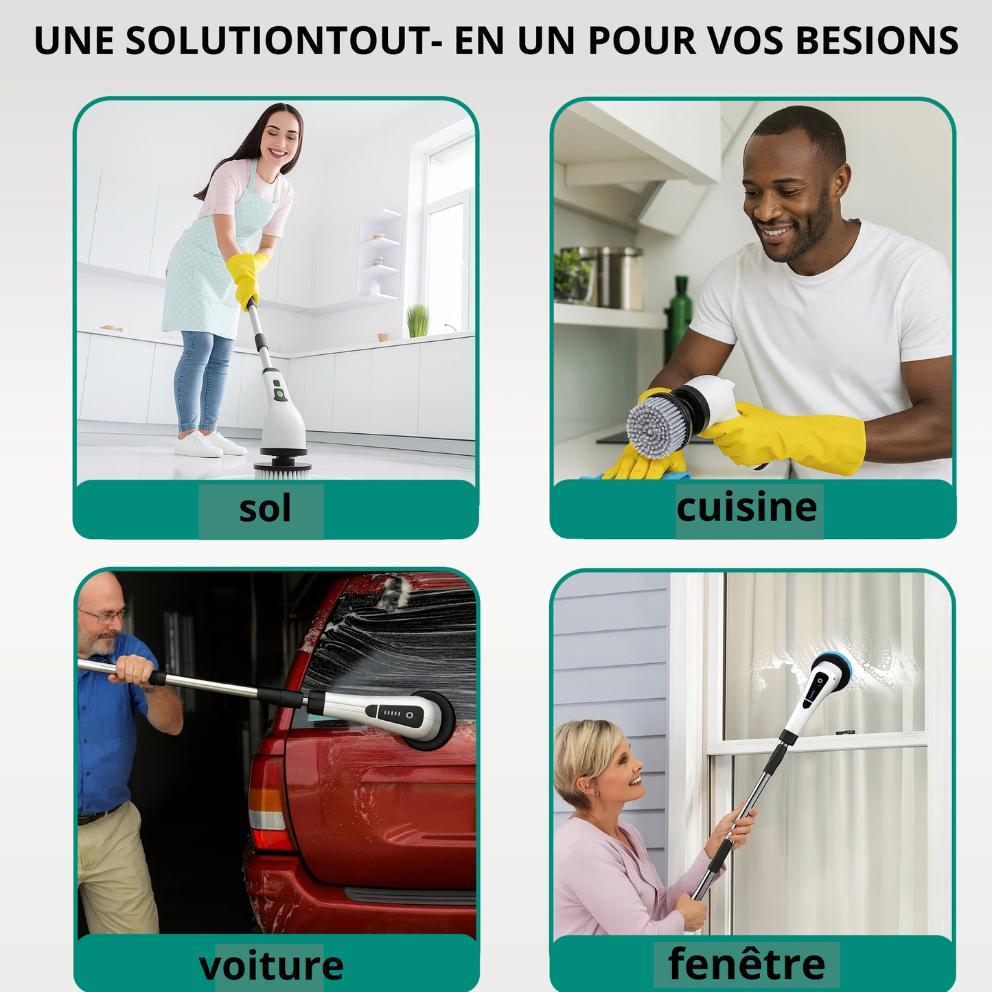 NOVA CleanBrush™ – Brosse Électrique de Nettoyage 9-en-1